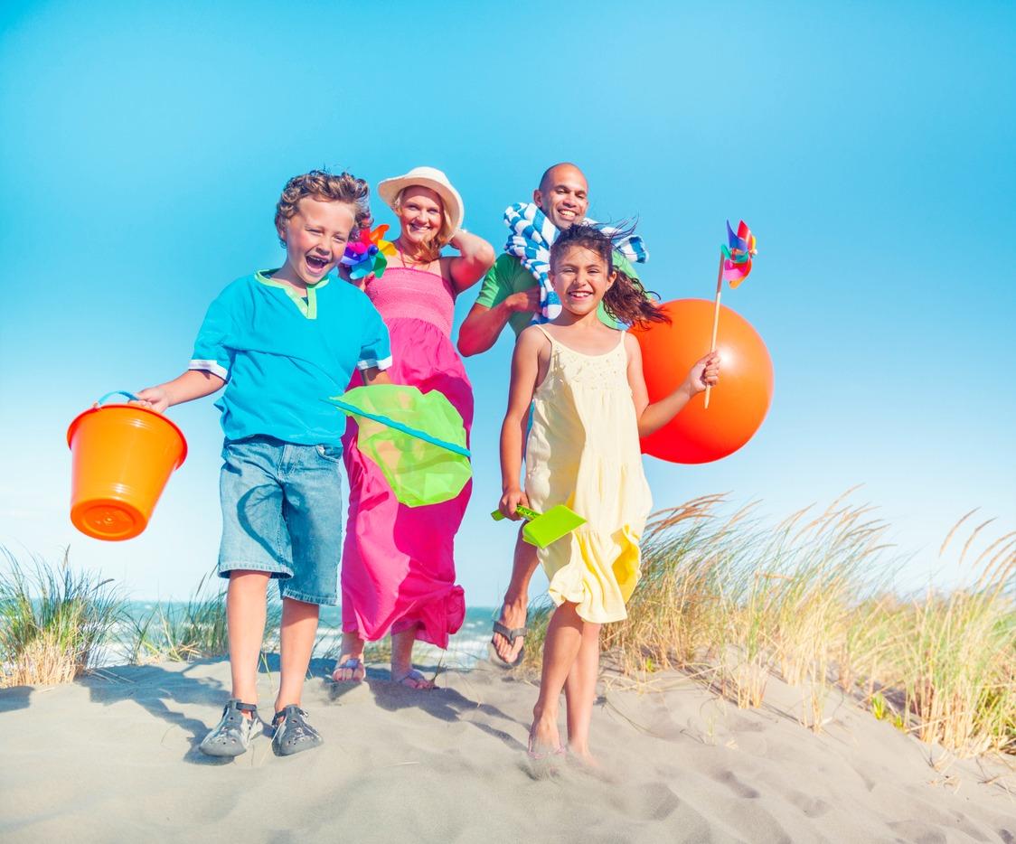 Family walking back to resort