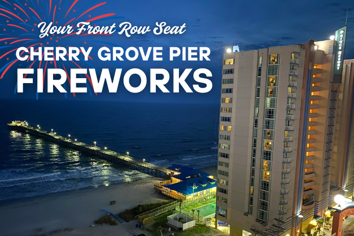 Group of people wearing red, white and blue outfits standing in front of a high rise resort